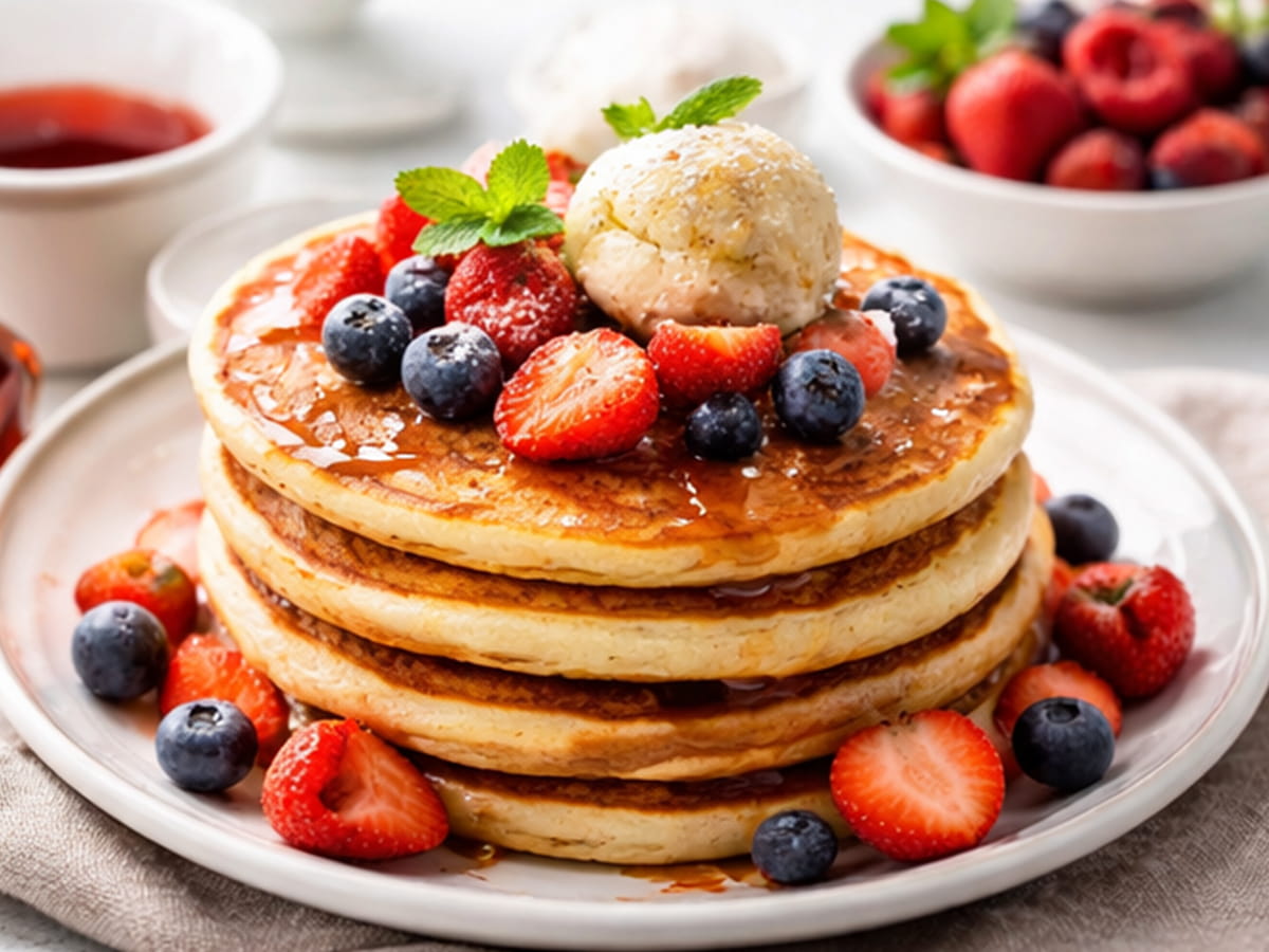 Lívance recept: nadýchané lívance s jahodami a borůvkami