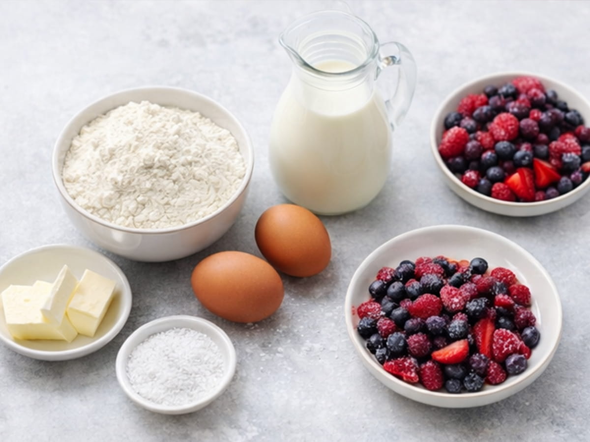 Ingredience na palačinky s ovocnou směsí